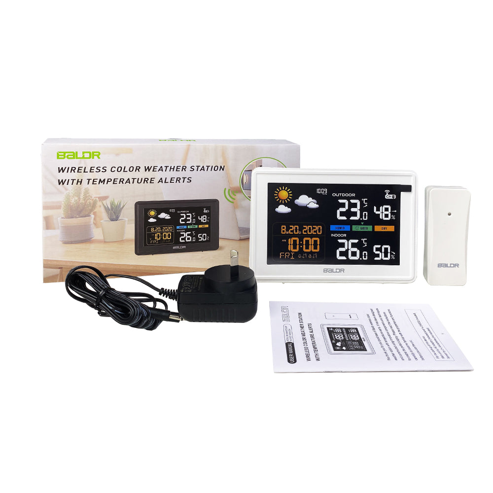 Konsen B0359 Weather Station: Wireless Radio-Controlled Clock, Air Pressure Readings, Weather Forecast, Multi-Level Adjustable Backlight