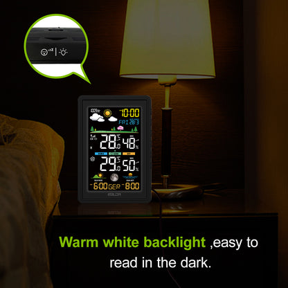 BALDR B0360 Weather Station: Wireless Radio-Controlled Clock, Sunrise/Sunset Time Display, Air Pressure Readings, Weather Forecast, Multi-Level Adjustable Backlight