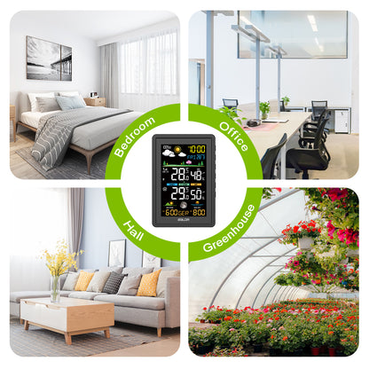BALDR B0360 Weather Station: Wireless Radio-Controlled Clock, Sunrise/Sunset Time Display, Air Pressure Readings, Weather Forecast, Multi-Level Adjustable Backlight