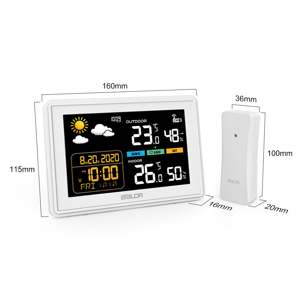 Konsen B0359 Weather Station: Wireless Radio-Controlled Clock, Air Pressure Readings, Weather Forecast, Multi-Level Adjustable Backlight