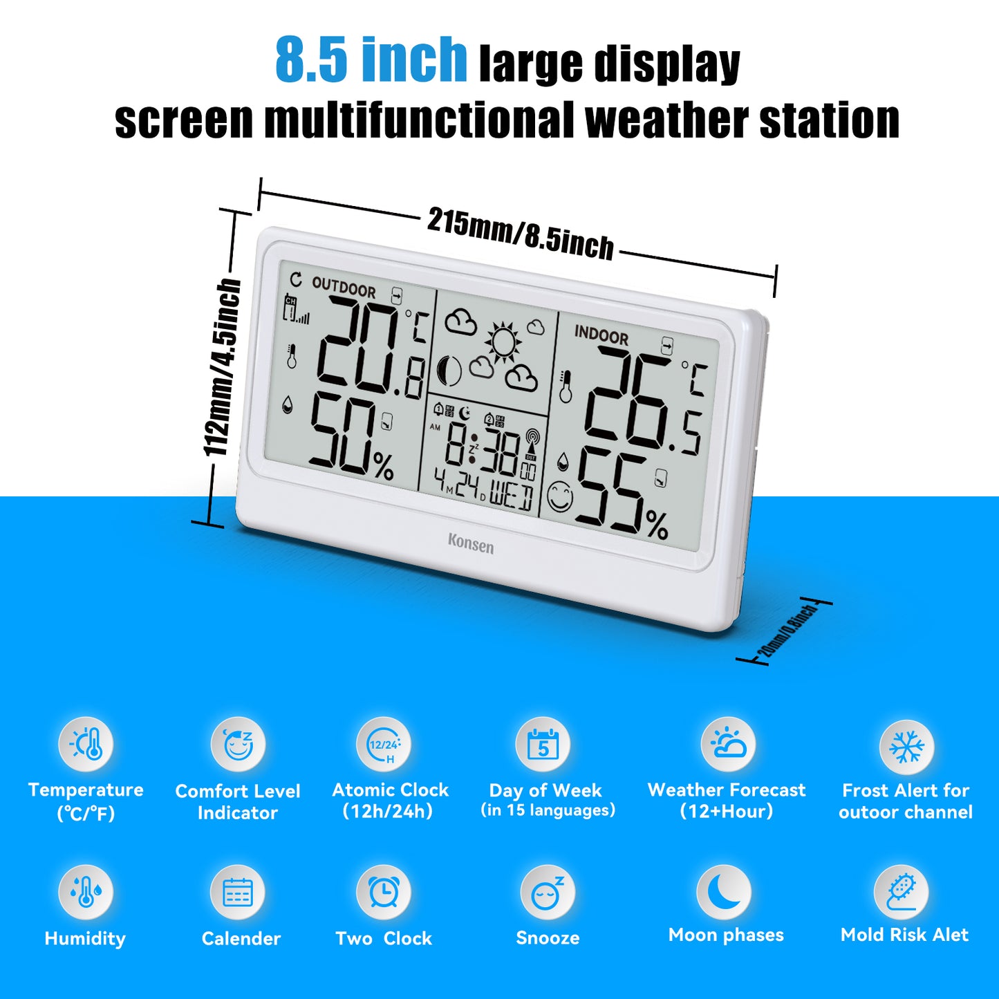 Konsen K0531 Weather Station: Wireless Radio-Controlled Clock, Weather Forecast