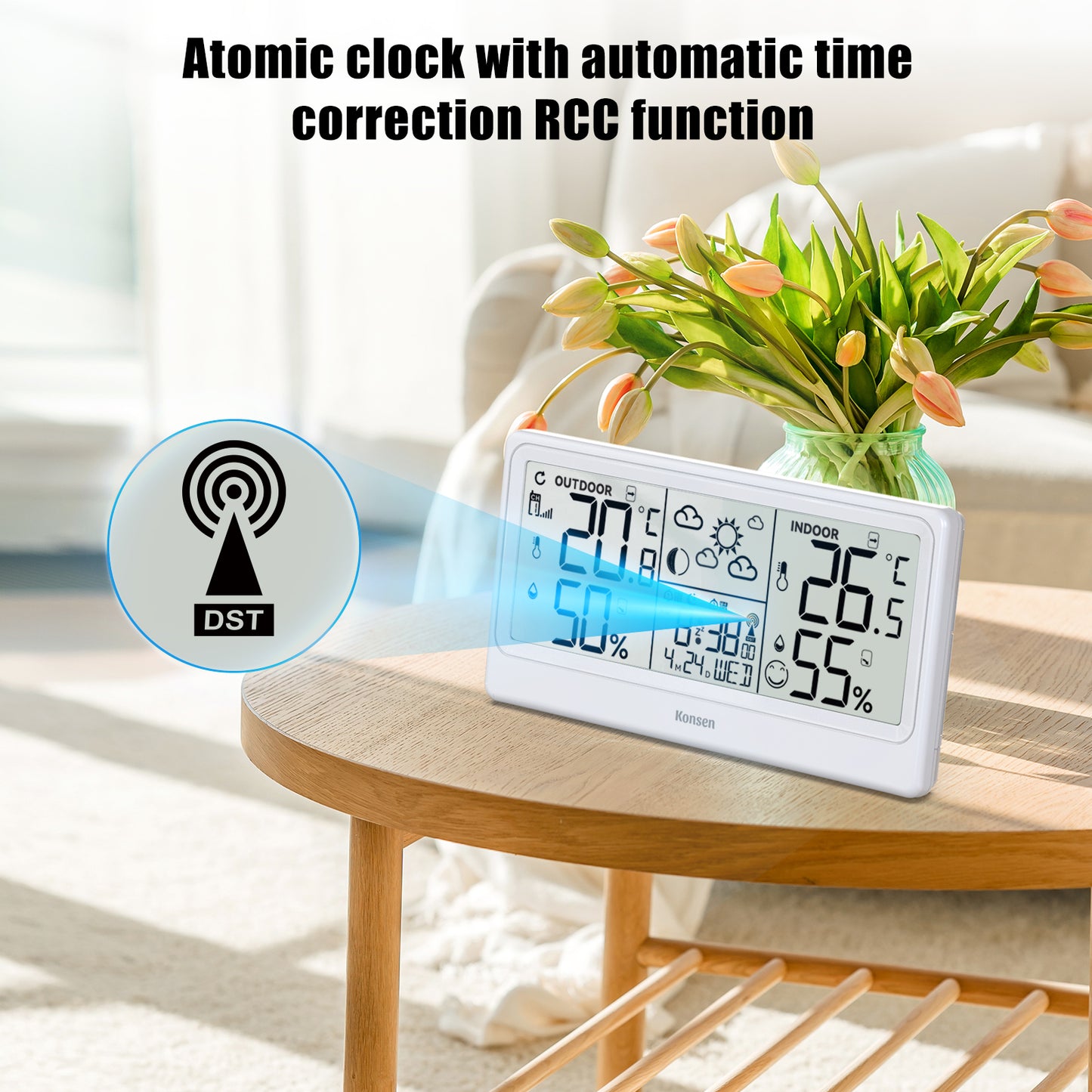 Konsen K0531 Weather Station: Wireless Radio-Controlled Clock, Weather Forecast