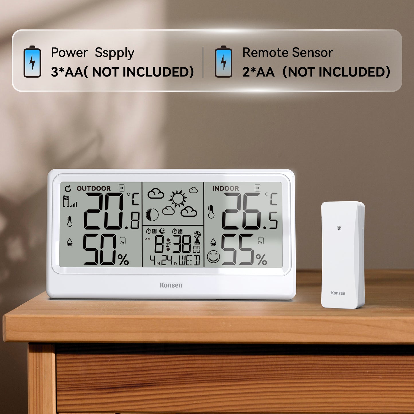 Konsen K0531 Weather Station: Wireless Radio-Controlled Clock, Weather Forecast