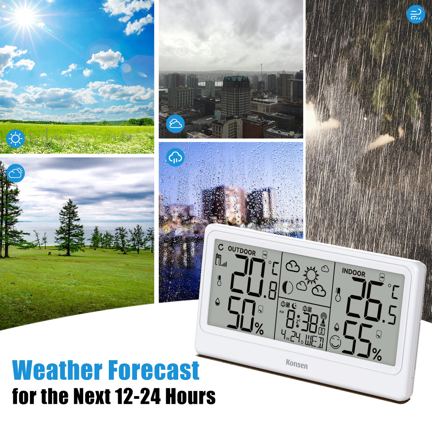 Konsen K0531 Weather Station: Wireless Radio-Controlled Clock, Weather Forecast