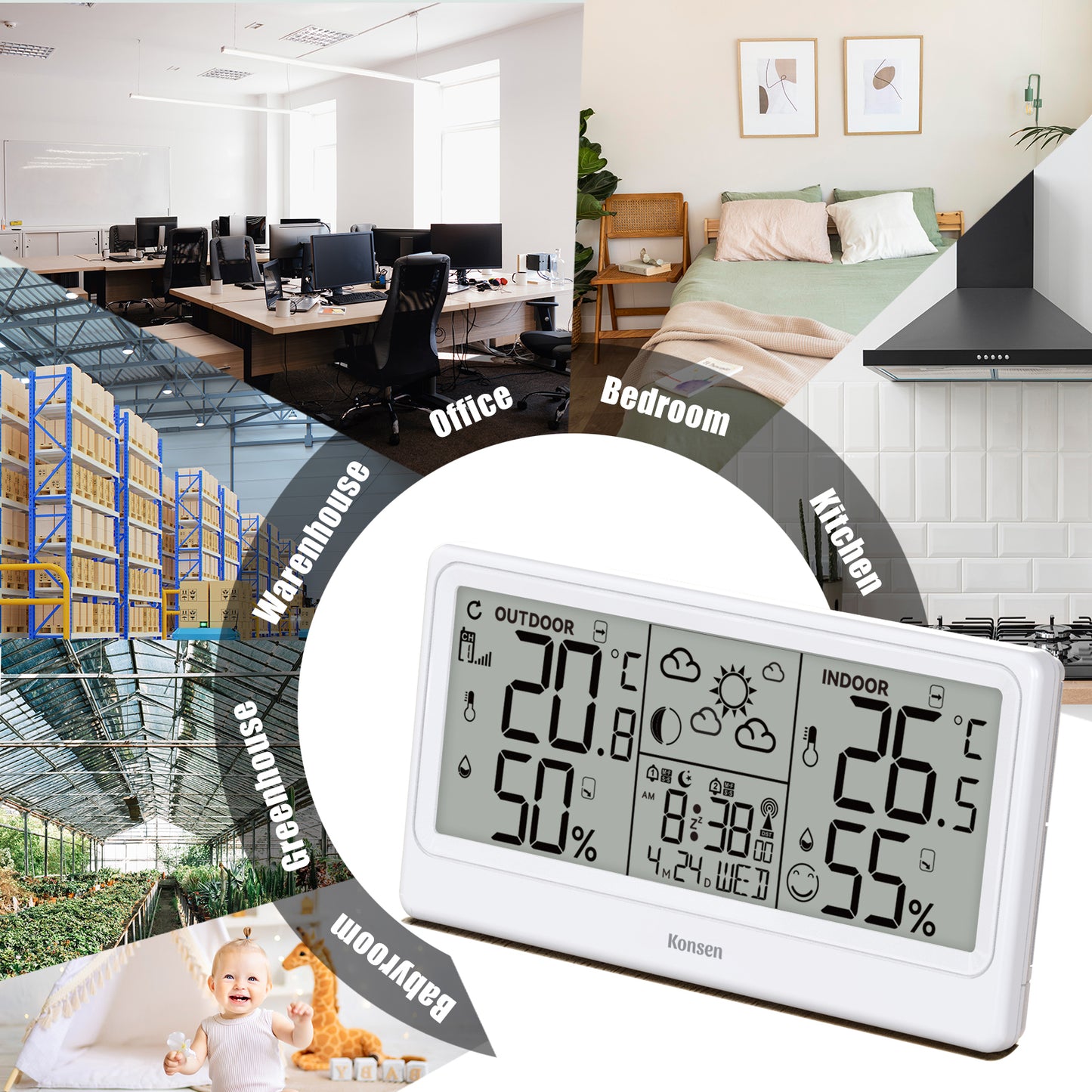 Konsen K0531 Weather Station: Wireless Radio-Controlled Clock, Weather Forecast